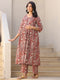 Maroon Pure Cotton Paisley Printed A-line Maternity Kurta Pant Set